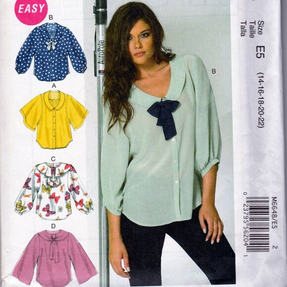 McCall's 6648 Various Styles Blouses Sewing Pattern Size 14-16-18-20-22 - Picture 1 of 2
